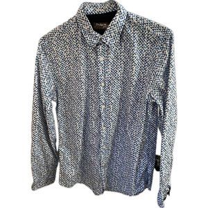 DESIGUAL STYLE: 59C12A6 Men Shirt Size L Regular Fit Blue Cotton Triangles